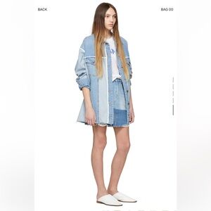 SJYP Blue Denim Two-Tone Miniskirt